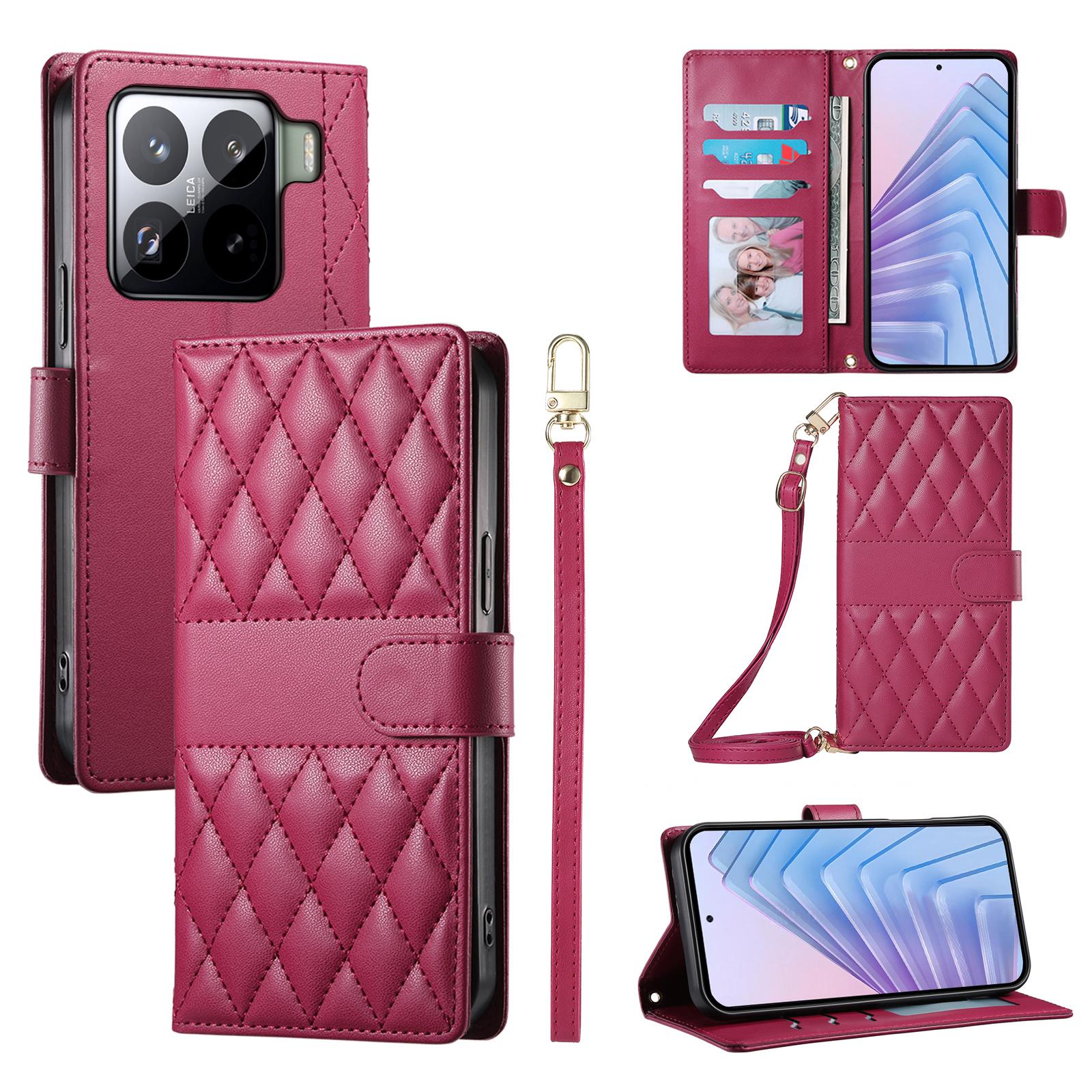 For Xiaomi 15 Pro Case Rhombus Stitching Wallet Stand Leather Phone Cover with Long/Short Strap Red
For Xiaomi 15 Pro Case Rhombus Stitching Wallet Stand Leather Phone Cover with Long/Short Strap Red
