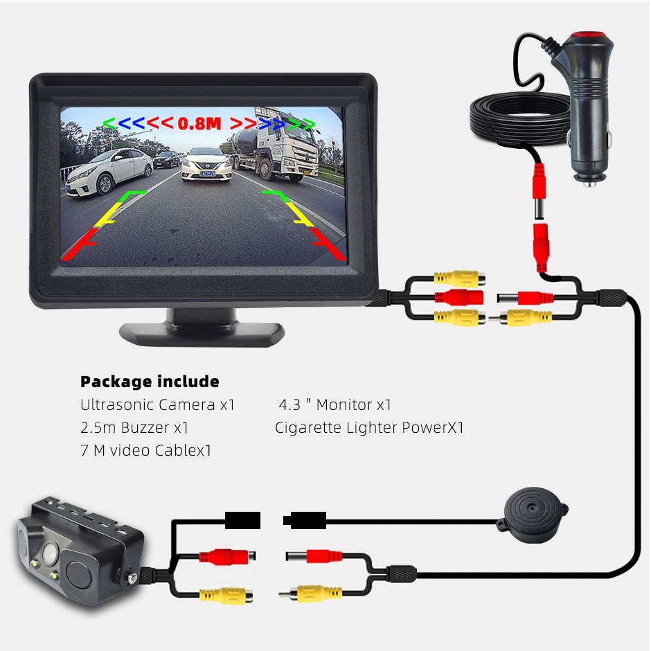 Easy to install Backup Reversing Camera Parktronic Car Video Parking Sensor Kit Radar Visible Display 4.3in/5in Monitor System
Easy to install Backup Reversing Camera Parktronic Car Video Parking Sensor Kit Radar Visible Display 4.3in/5in Monitor System