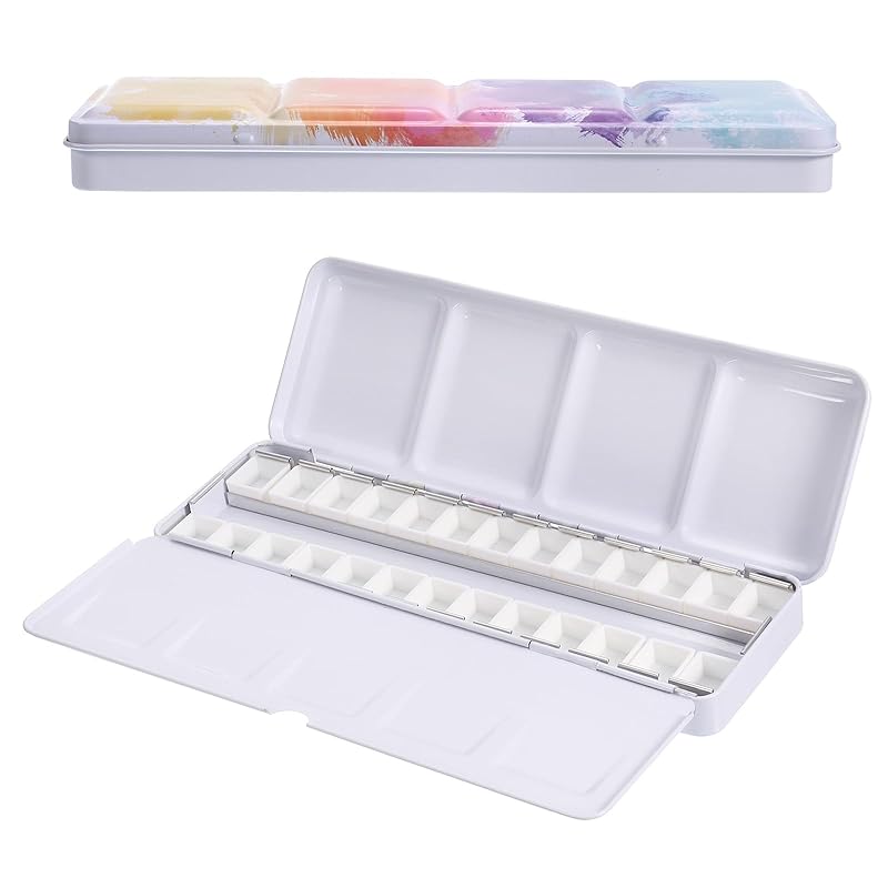 PATIKIL empty watercolor palette 26 half-pan metal watercolor tins Travel gouache/oil painting paint box with lid colorful 26 wells
PATIKIL empty watercolor palette 26 half-pan metal watercolor tins Travel gouache/oil painting paint box with lid colorful 26 wells