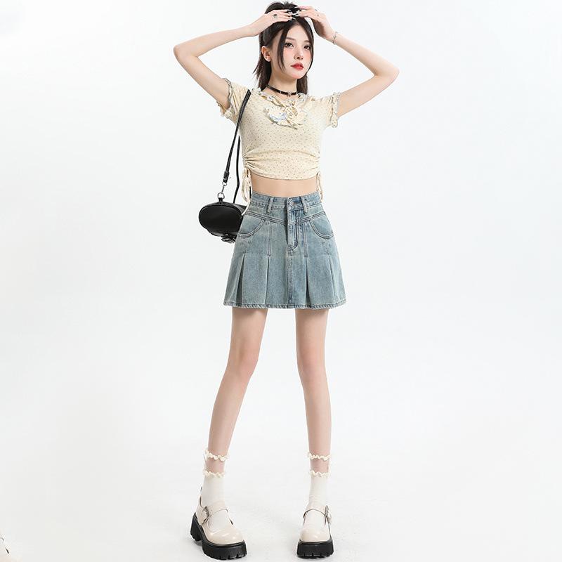 Retro Denim Skirt for Women In Summer New High-waisted Slim A-line Pleated Short Skirt XL синій
Retro Denim Skirt for Women In Summer New High-waisted Slim A-line Pleated Short Skirt XL синій