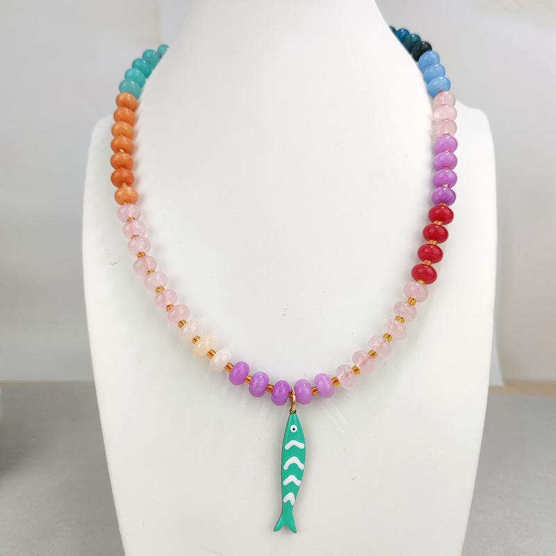 Natural Crystal Citrine Fish Pendant Necklace with Abacus Bead Clavicle Chain
Natural Crystal Citrine Fish Pendant Necklace with Abacus Bead Clavicle Chain