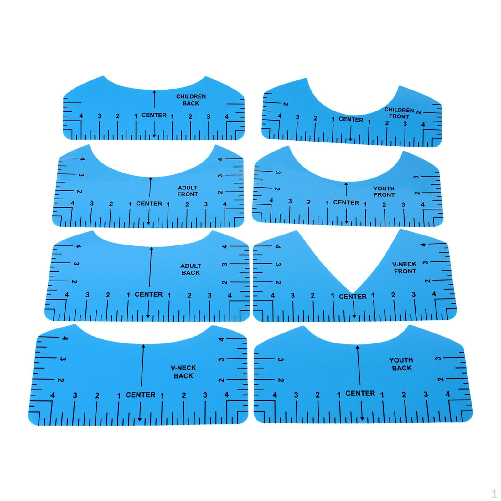 8Pcs T Shirt Ruler Guide Kit for Vinyl Alignment Practical Children Adult V Neck/Round Screen
8Pcs T Shirt Ruler Guide Kit for Vinyl Alignment Practical Children Adult V Neck/Round Screen