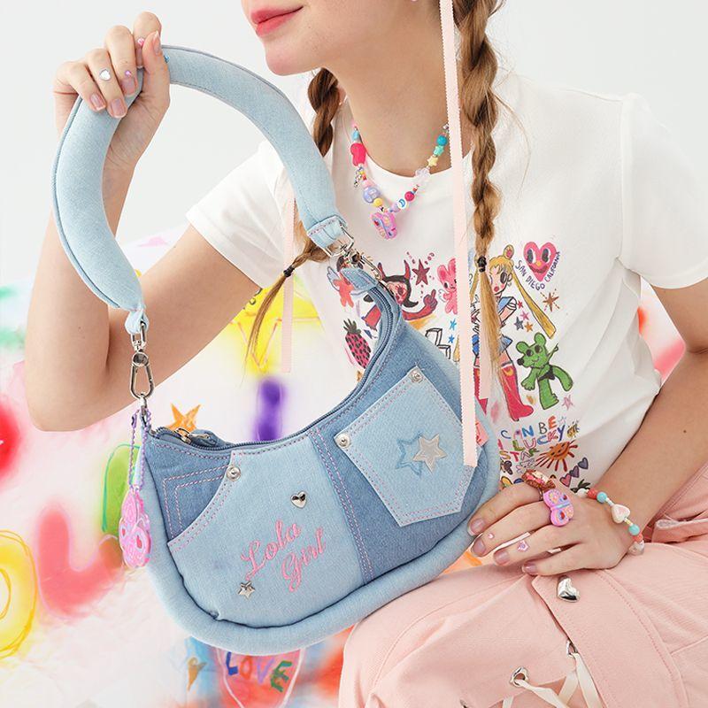 JIAERDI Hot Girl Blue Denim Underarm Bag Womens Retro Harajuku Star Sweet Cute Handbag Ladies Patchwork Shoulder Purse Y2k 2025 25x15x5cm синий
JIAERDI Hot Girl Blue Denim Underarm Bag Womens Retro Harajuku Star Sweet Cute Handbag Ladies Patchwork Shoulder Purse Y2k 2025 25x15x5cm синий