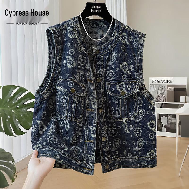 Женский жилет из выстиранного денима с круглым вырезом One Size
Женский жилет из выстиранного денима с круглым вырезом One Size