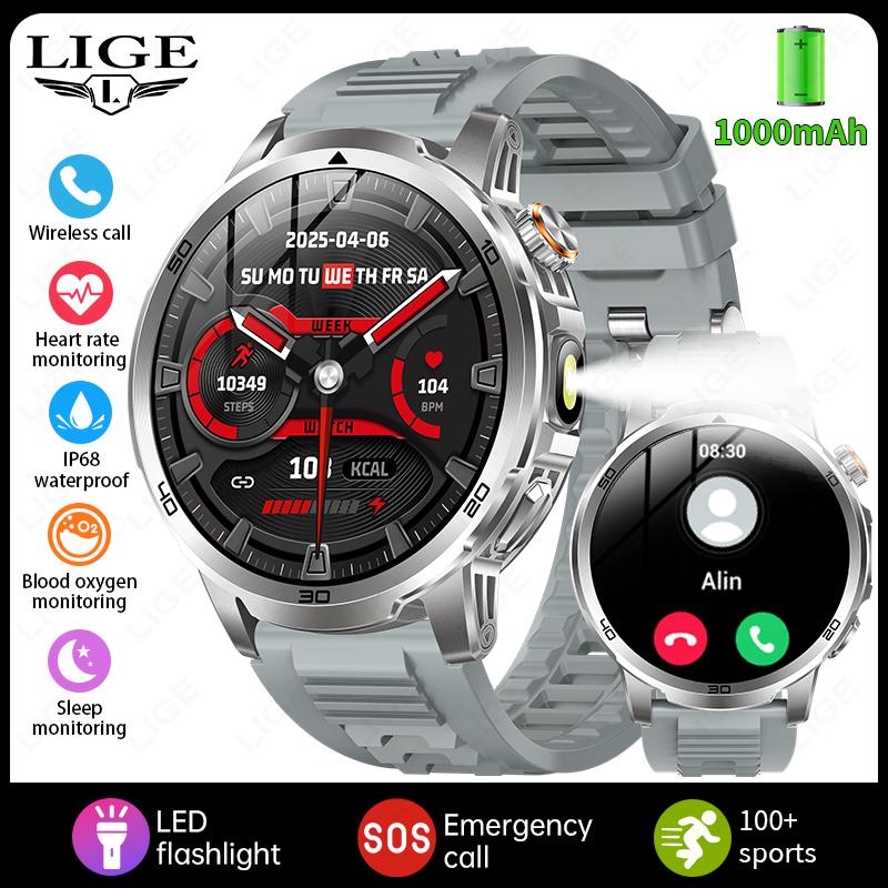 Outdoor Smart Watch Men 1000mAh Battery LED Flashlight SmartWatch Bluetooth Call Heart Rate Waterproof Sports Smartwatch
Outdoor Smart Watch Men 1000mAh Battery LED Flashlight SmartWatch Bluetooth Call Heart Rate Waterproof Sports Smartwatch