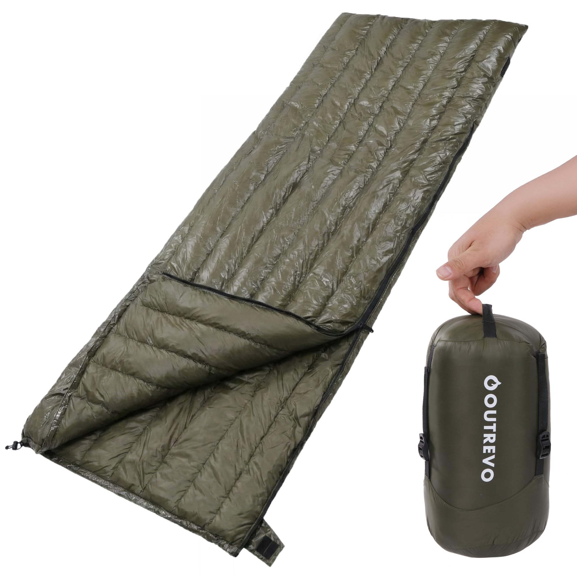 OUTREVO Down Sleeping Bag, Envelope Type, Lightweight, 400g Goose Down, Can be Connected for Two People, Compact Sleeping Bag (Olive)
OUTREVO Down Sleeping Bag, Envelope Type, Lightweight, 400g Goose Down, Can be Connected for Two People, Compact Sleeping Bag (Olive)