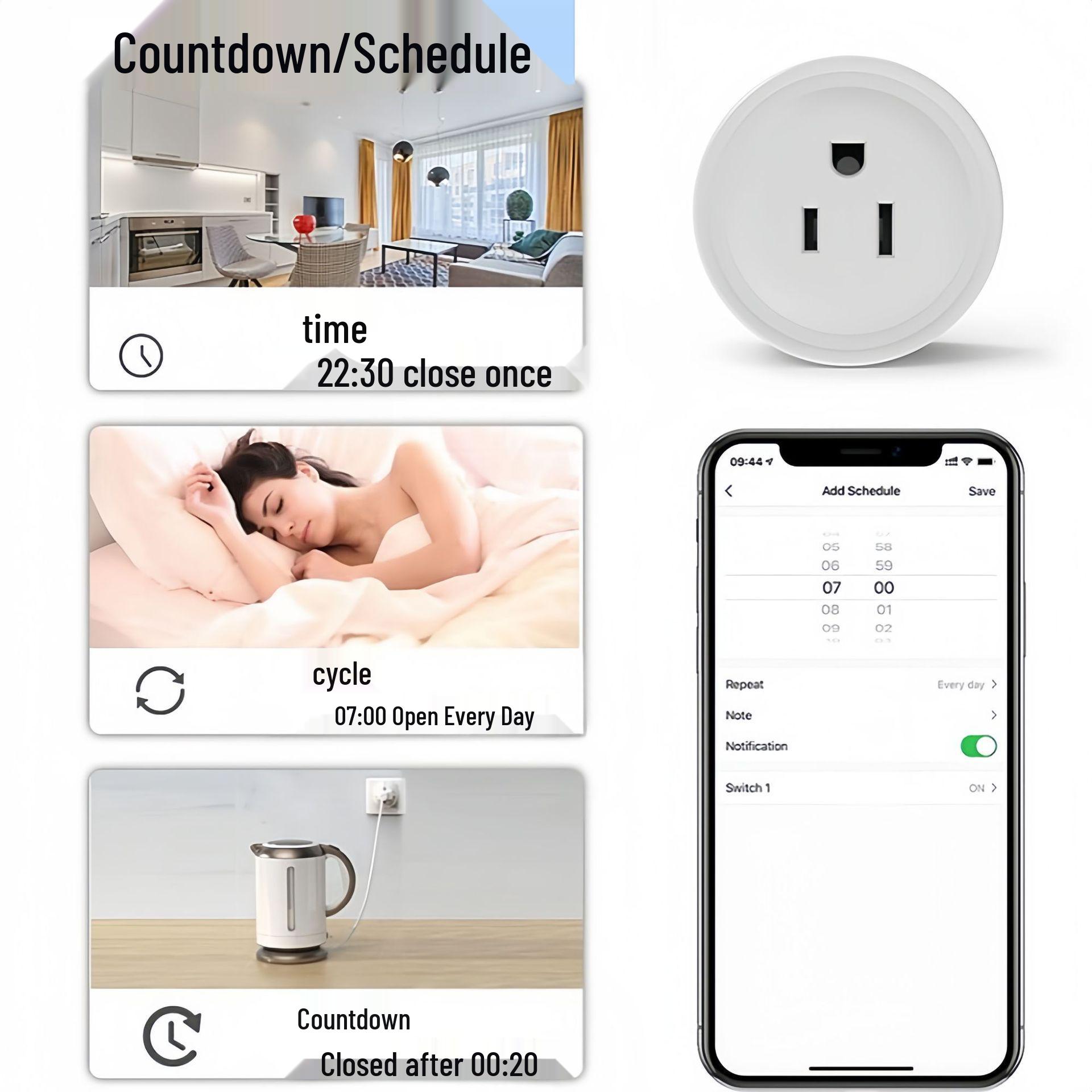 WiFi Smart Socket with Alexa Voice Control and Mobile Timer US Standard 10A
WiFi Smart Socket with Alexa Voice Control and Mobile Timer US Standard 10A