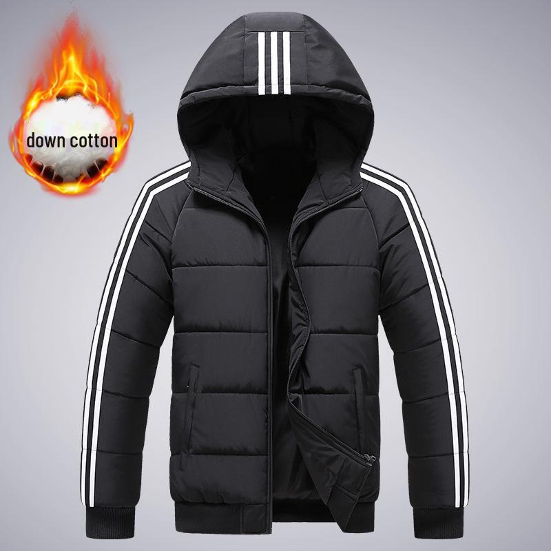 Мужская приталенная куртка с тремя полосками - 2025 Осень/Зима Модная Хлопковая Повседневная M