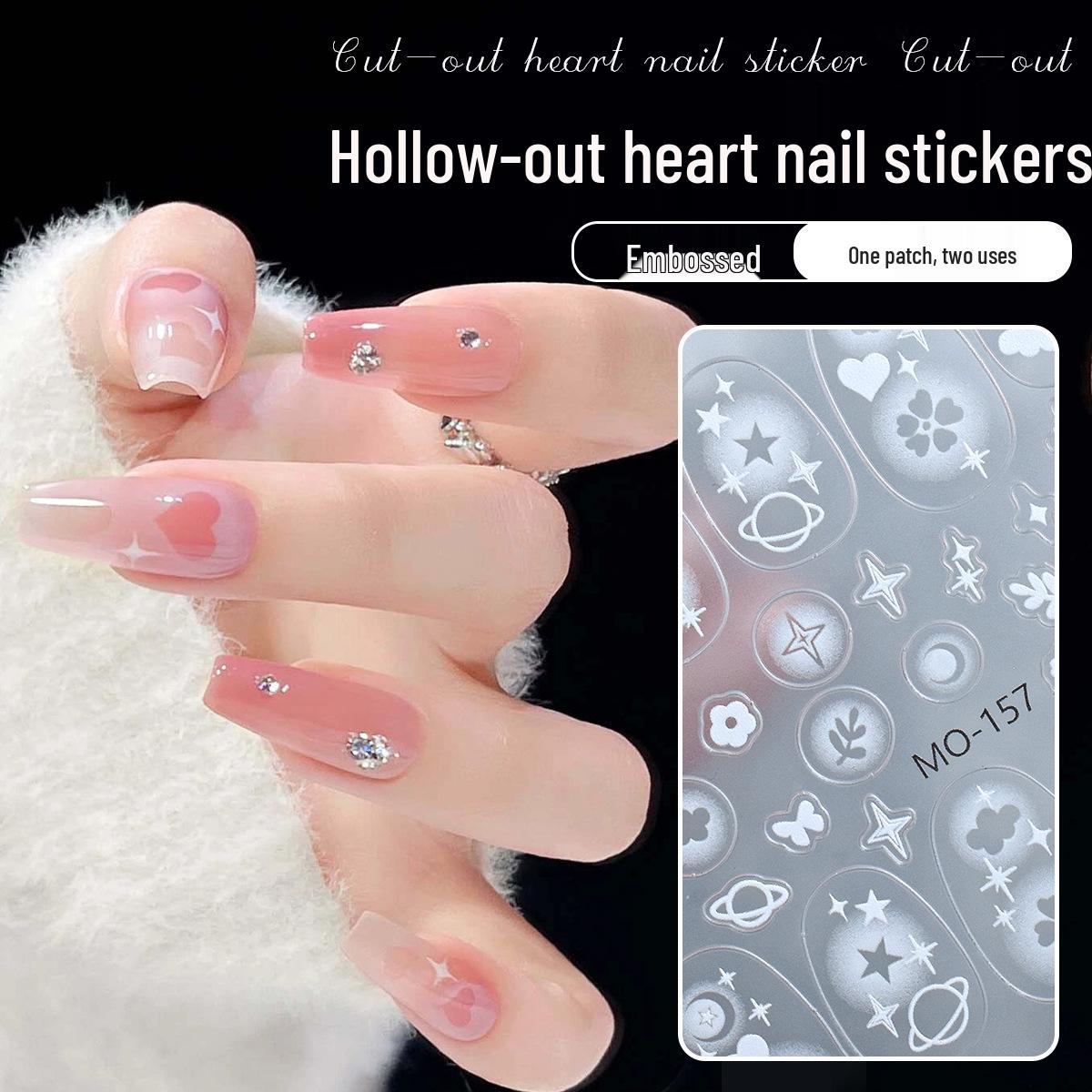 3D Self-Adhesive Nail Decals: Embossed Hearts, Starburst, Stars, Butterflies, Crosses
3D Self-Adhesive Nail Decals: Embossed Hearts, Starburst, Stars, Butterflies, Crosses