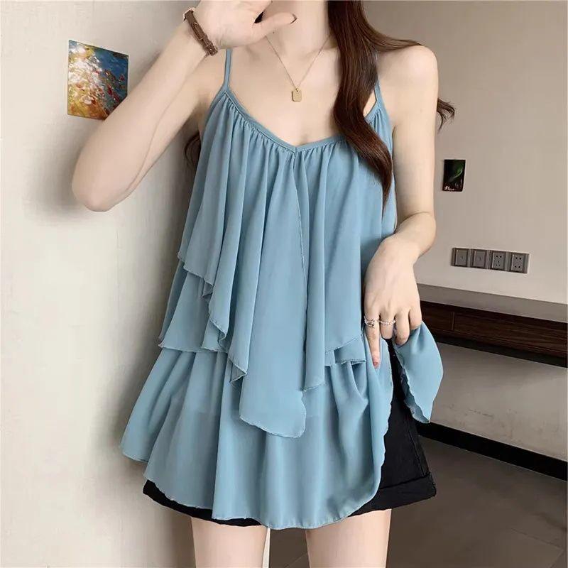 Stylish Plus-Size Ruffled Patchwork Camisole Vest - 300 Jin Extra Large Sleeveless Summer Top for Women M (up to 120 Jin) синий
Stylish Plus-Size Ruffled Patchwork Camisole Vest - 300 Jin Extra Large Sleeveless Summer Top for Women M (up to 120 Jin) синий