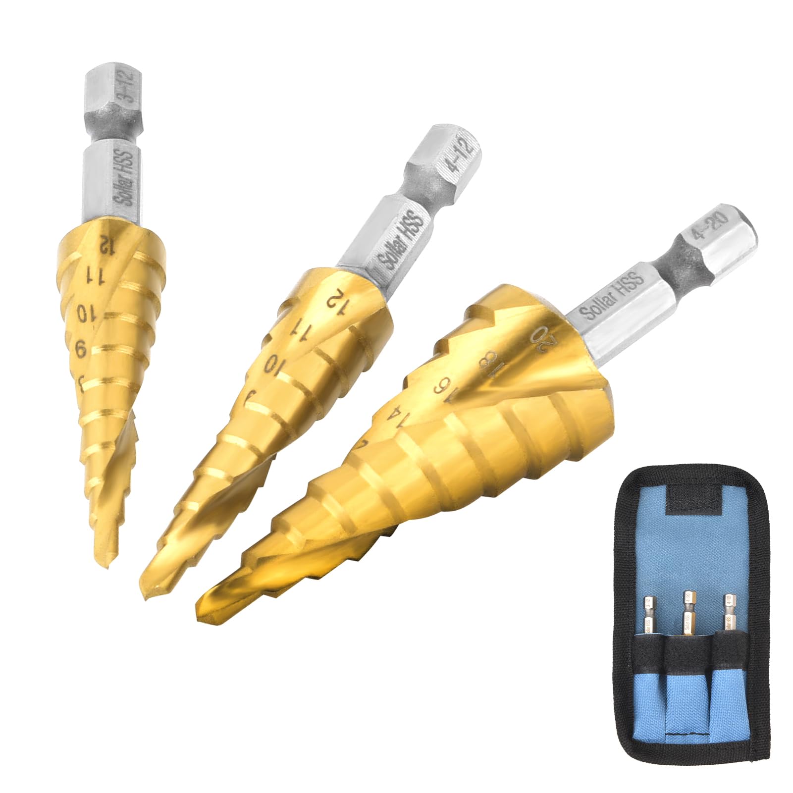 Sollar Step Drill Hexagonal Shaft Spiral Sharper Titanium Coated Spiral HSS Steel Drill Spiral Hexagonal Shaft Spiral Set of 3 9 Steps 9 Steps 10
Sollar Step Drill Hexagonal Shaft Spiral Sharper Titanium Coated Spiral HSS Steel Drill Spiral Hexagonal Shaft Spiral Set of 3 9 Steps 9 Steps 10