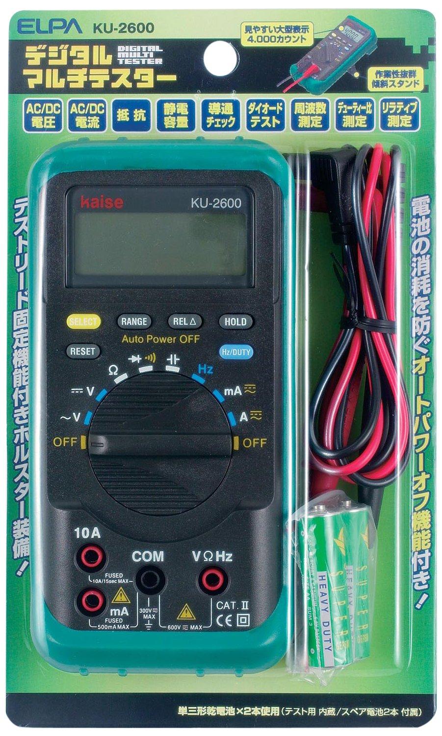ELPA Digital Multi Tester Continuity Power Off Continuity Size (with Function/Auto Function) Buzzer/LCD Display/Compact (KU-2600)
ELPA Digital Multi Tester Continuity Power Off Continuity Size (with Function/Auto Function) Buzzer/LCD Display/Compact (KU-2600)