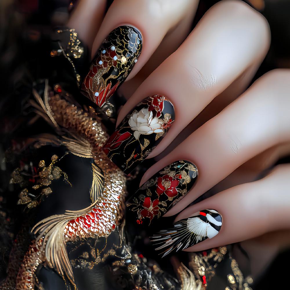 Hot selling square nail heavy industry filigree peony flower hand-painted fake nails red vintage wearable nails
Hot selling square nail heavy industry filigree peony flower hand-painted fake nails red vintage wearable nails