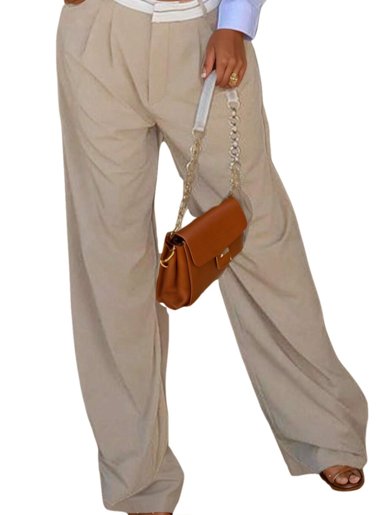 Rose Beauty A Wide Leg Dress Pants Contrast High Waist Loose Fit Pleated Front Business Casual Work Pants Trousers
Rose Beauty A Wide Leg Dress Pants Contrast High Waist Loose Fit Pleated Front Business Casual Work Pants Trousers