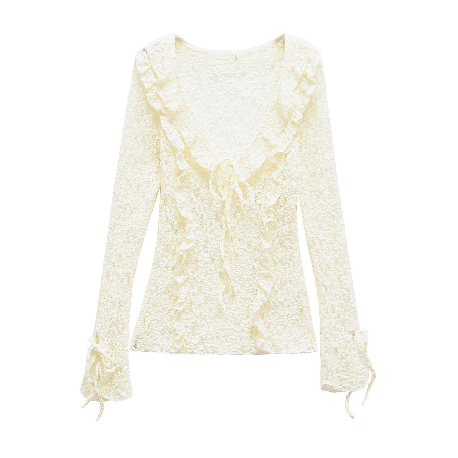 2025 Spring/Summer Women s Lace Layered Slim Fit V-Neck Top Extra Small кремовый/белый
2025 Spring/Summer Women s Lace Layered Slim Fit V-Neck Top Extra Small кремовый/белый