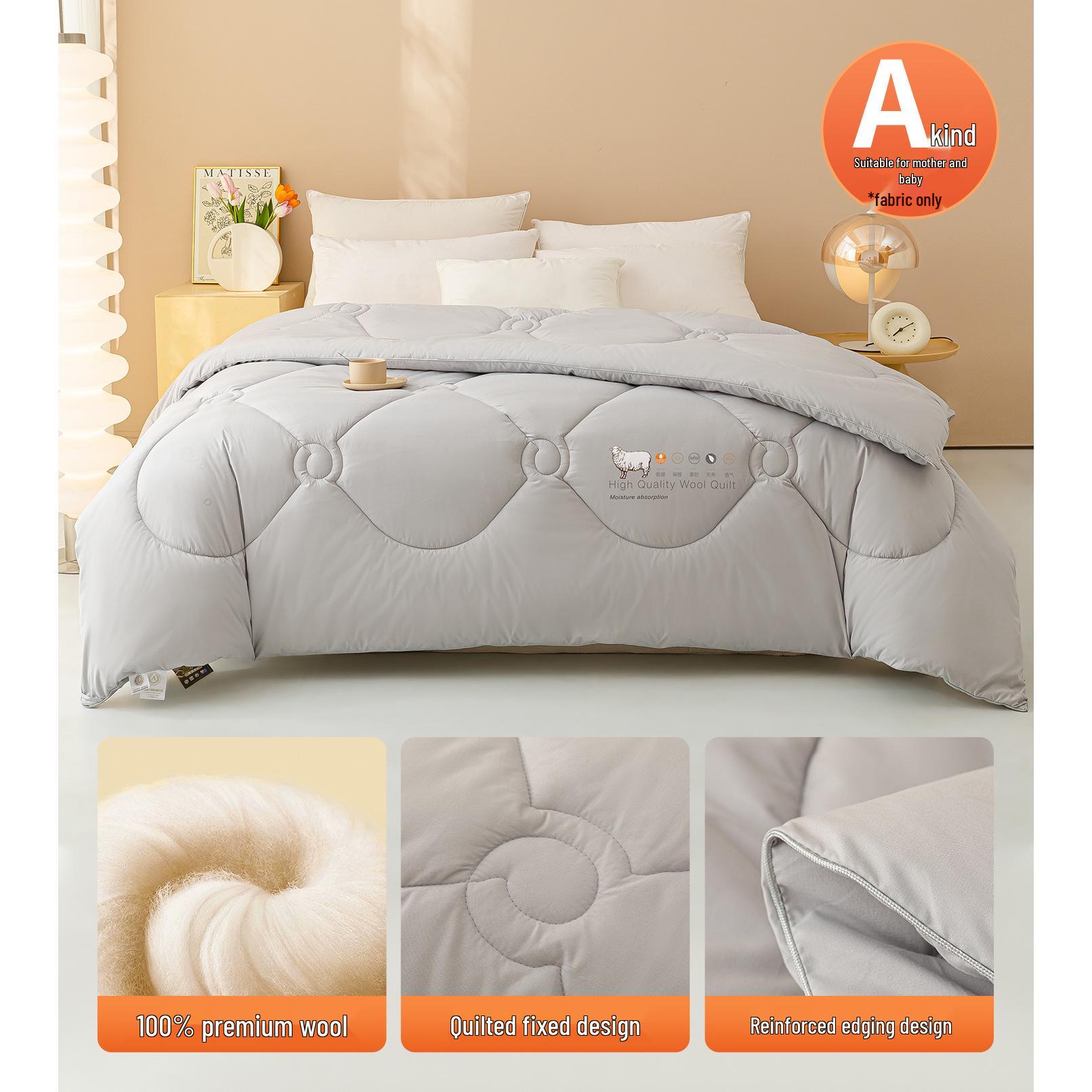 Шерстяное Кашемировое Одеяло: 100% Чистая Шерсть, Утолщенная и Теплая для Зимы или Круглогодичного Комфорта 150x200cm, Spring/Autumn, 4 Jin, 13-22℃