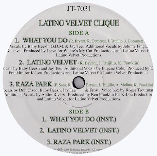 12inch Record LATINO VELVET - Clique JT7031 40 OUNCE 2003 US Rap & Hip-Hop/R&B Used
12inch Record LATINO VELVET - Clique JT7031 40 OUNCE 2003 US Rap & Hip-Hop/R&B Used