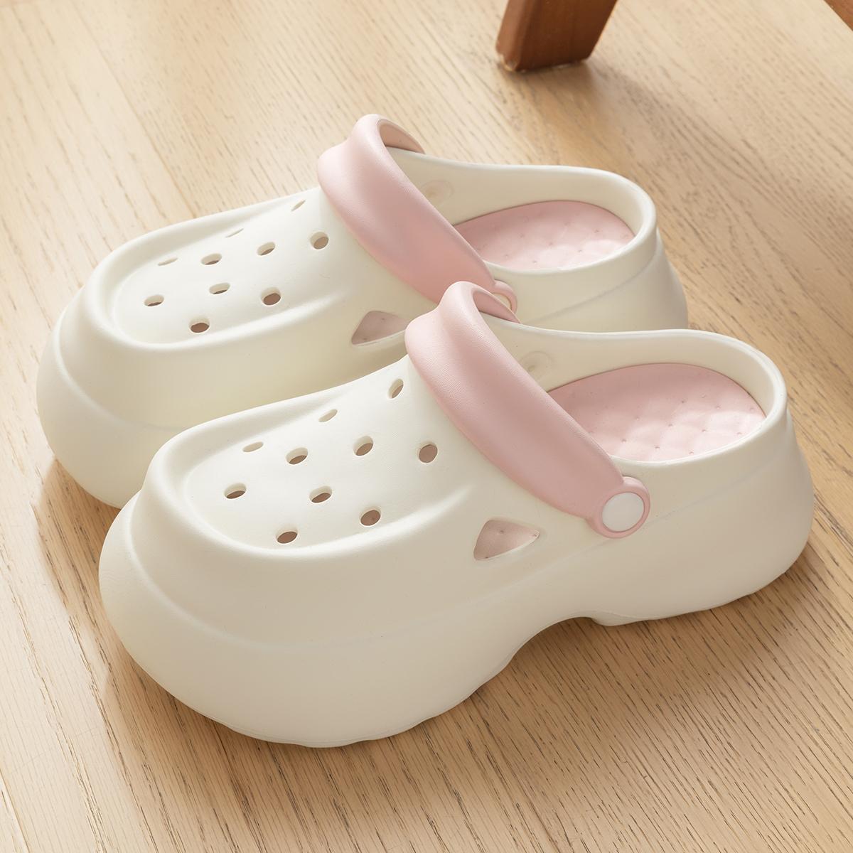 Платформа Женские Сабо Обувь Летние Пляжные Сандалии на Толстой Подошве Модные Удобные Сабо Для Дома и Улицы Женские Обувь с Отверстиями 37-38 розовый