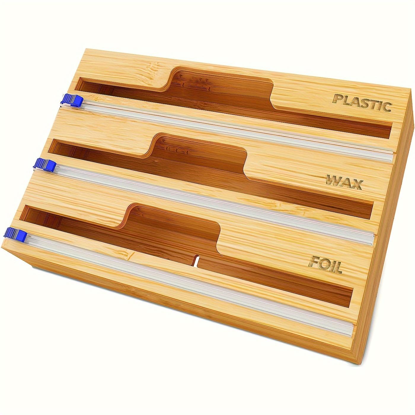 1pc 3 In 1 Wrap Organizer With Cutter And Labels, Plastic Wrap, Aluminum Foil And Wax Bamboo Dispenser For Supermarket Storage
1pc 3 In 1 Wrap Organizer With Cutter And Labels, Plastic Wrap, Aluminum Foil And Wax Bamboo Dispenser For Supermarket Storage