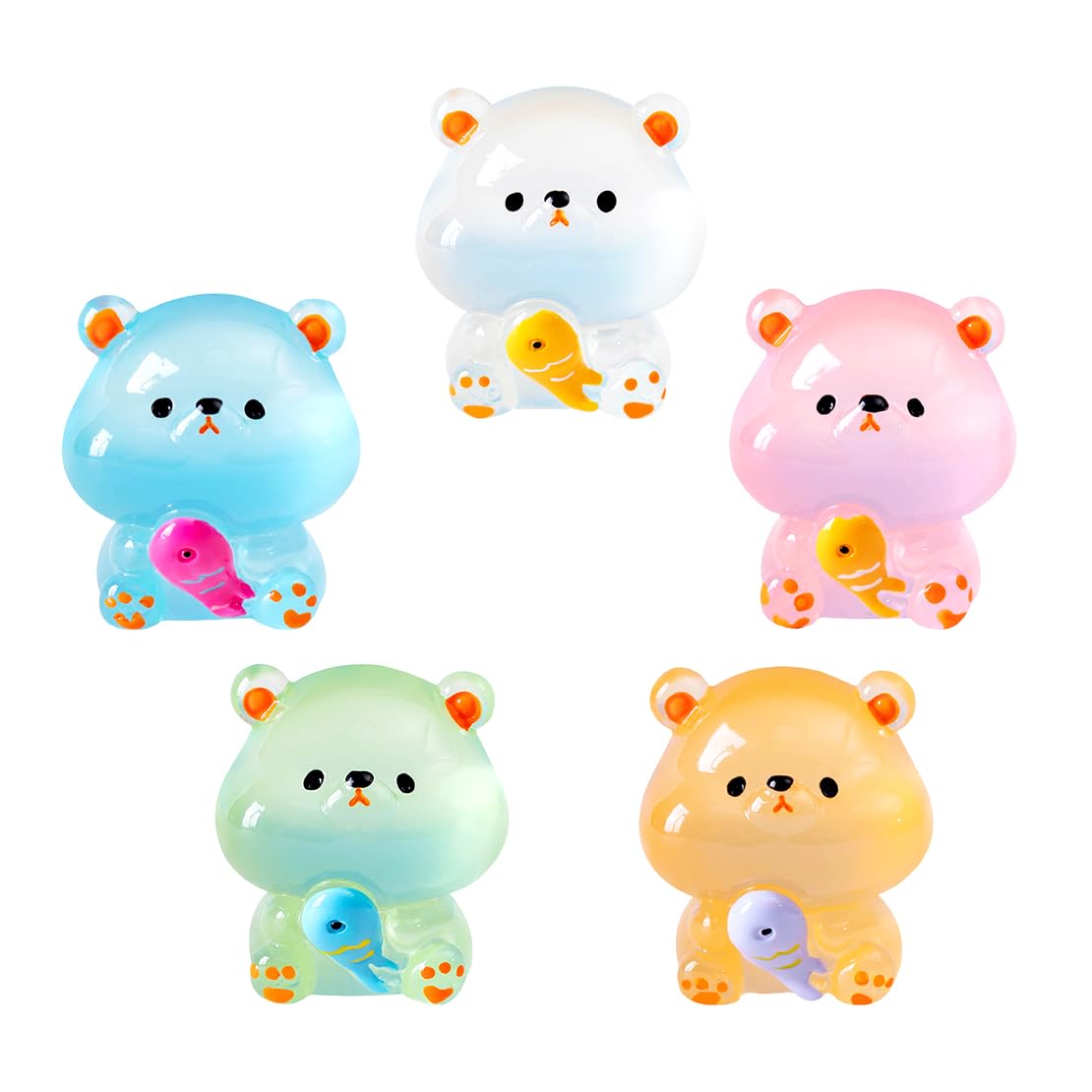 DeryArcle Bear Luminous Figurine Set of 5 Bear Hugging Fish Miniature Resin Multicolor Bonsai Miniature Ornament Accessory Healing Bear Model Ornament
DeryArcle Bear Luminous Figurine Set of 5 Bear Hugging Fish Miniature Resin Multicolor Bonsai Miniature Ornament Accessory Healing Bear Model Ornament