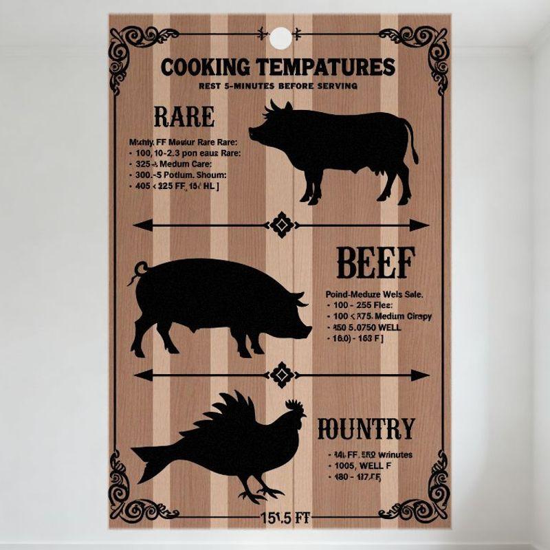 Vintage Cooking Temperatures Metal Tin Sign, Rare Beef Poultry BBQ Temperature Guide Plaque for Kitchen Man Cave Bar Restaurant 20x30cm(7.8x11.8inch)
Vintage Cooking Temperatures Metal Tin Sign, Rare Beef Poultry BBQ Temperature Guide Plaque for Kitchen Man Cave Bar Restaurant 20x30cm(7.8x11.8inch)