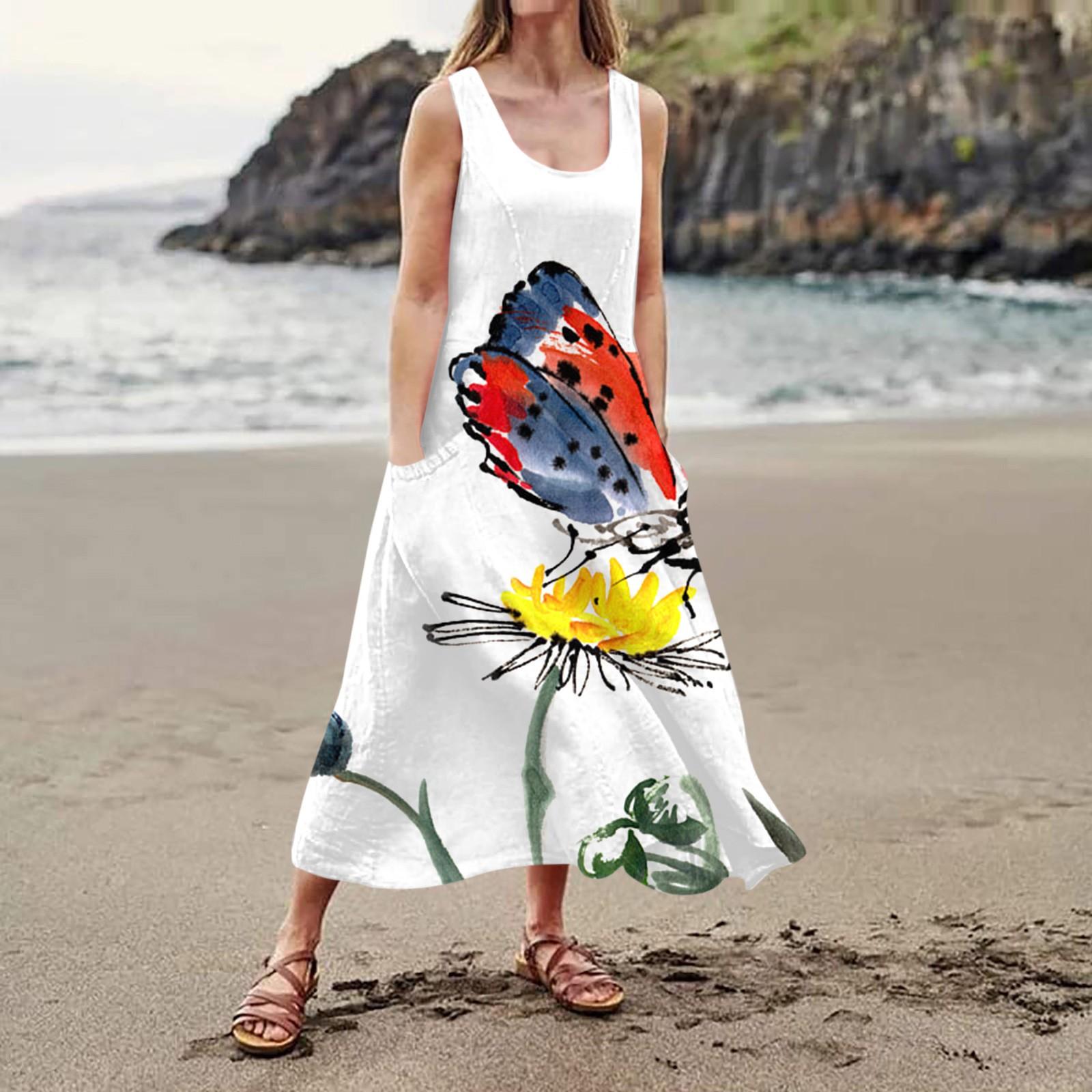 Жіноча повсякденна зручна бавовняна сукня з кишенями без рукавів із квітковим принтом S білий
Жіноча повсякденна зручна бавовняна сукня з кишенями без рукавів із квітковим принтом S білий