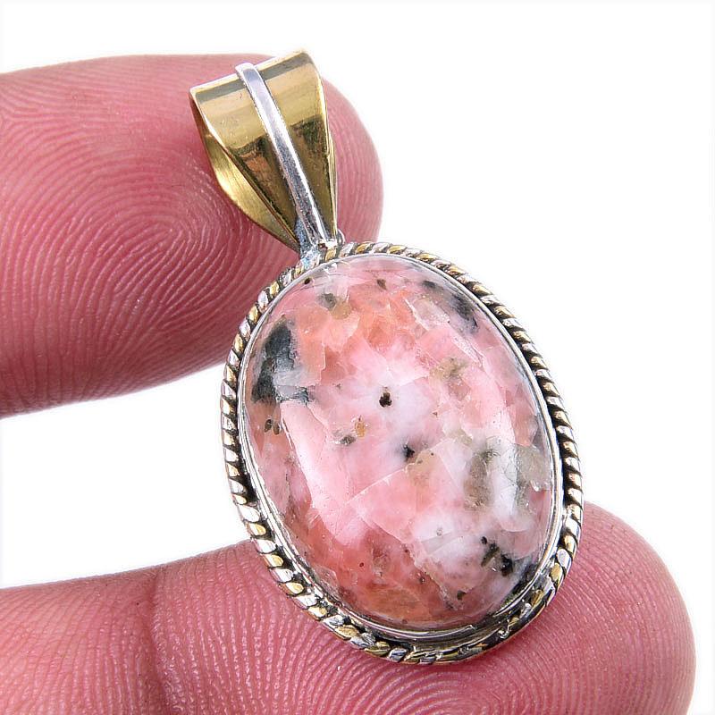 Natural Unakite Gemstone 925 Solid Sterling Silver Two Tone Pendant 1.50 Z2C00 
Natural Unakite Gemstone 925 Solid Sterling Silver Two Tone Pendant 1.50 Z2C00