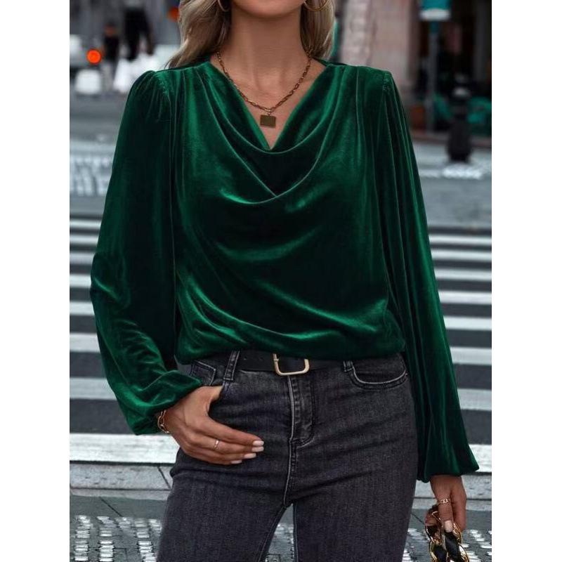 Solid Color Gold Velvet High Neck Puff Sleeve Top for Women 2XL зелений
Solid Color Gold Velvet High Neck Puff Sleeve Top for Women 2XL зелений