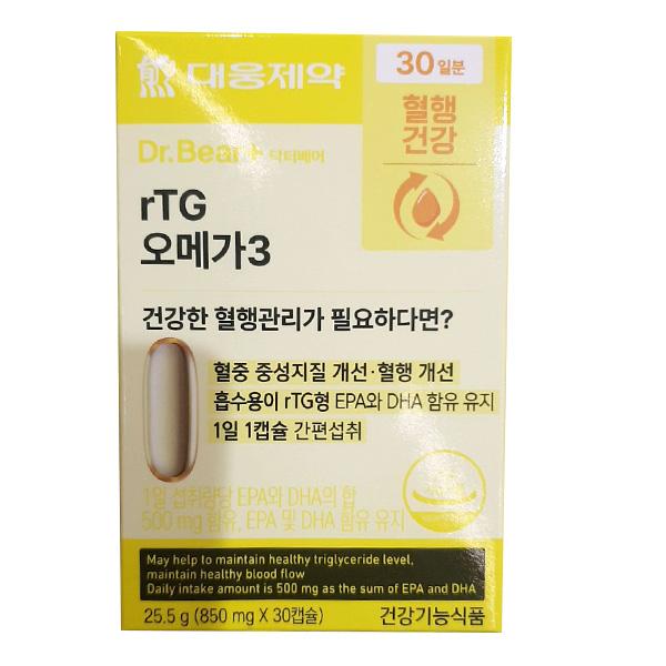 Daewoong Dr. Bear rTG Omega 3 850mg x 30 Capsules One thing
Daewoong Dr. Bear rTG Omega 3 850mg x 30 Capsules One thing