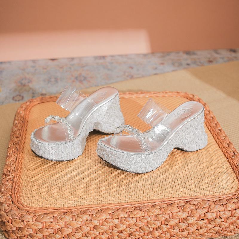 - Thick-bottomed wedge slippers women s new summer outer wear rhinestone sequins transparent one-word square head high heel 34
- Thick-bottomed wedge slippers women s new summer outer wear rhinestone sequins transparent one-word square head high heel 34