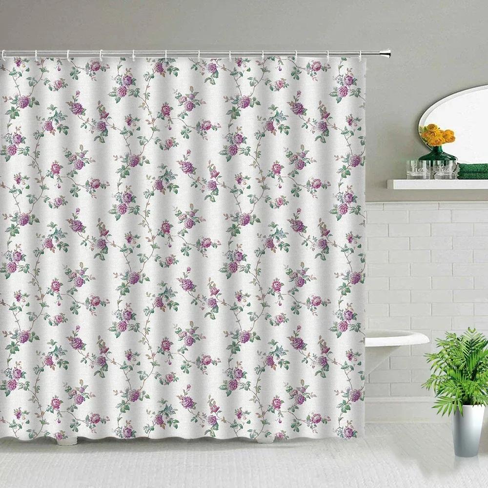 Серия Растения Занавеска для душа Ванная комната Водонепроницаемая Полиэстеровая занавеска Принт цветов одуванчика Декоративная занавеска для ванны 90X180cm