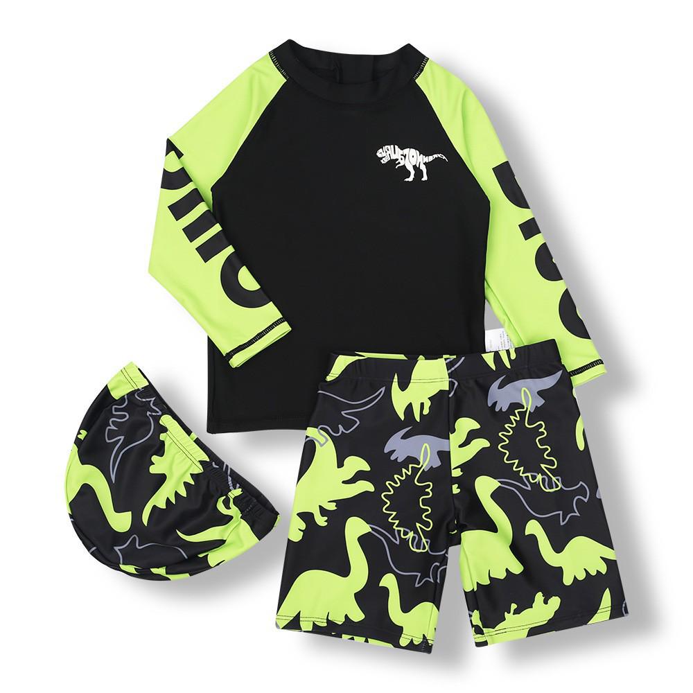 Boys 3-Piece Dinosaur Swimsuit Set - Fruit Green, Long-Sleeve Sunscreen Beachwear for Medium & Large Sizes M (55-65 kg)
Boys 3-Piece Dinosaur Swimsuit Set - Fruit Green, Long-Sleeve Sunscreen Beachwear for Medium & Large Sizes M (55-65 kg)