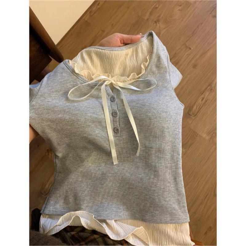 2024 Spring Slim Fit Ribbed Two-Piece Look Top Large сірий колір
2024 Spring Slim Fit Ribbed Two-Piece Look Top Large сірий колір