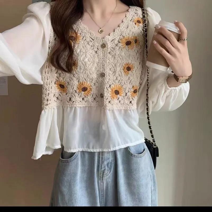 Женский топ из кружева крючком на весну и лето, свежий и нежный шифоновый топ One Size абрикосовый
Женский топ из кружева крючком на весну и лето, свежий и нежный шифоновый топ One Size абрикосовый