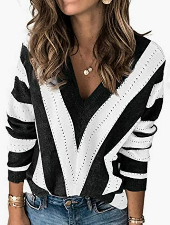 New Cross-Border Autumn/Winter V-Neck Color Block Loose Fit Versatile Plus Size Sweater Medium чёрный
New Cross-Border Autumn/Winter V-Neck Color Block Loose Fit Versatile Plus Size Sweater Medium чёрный
