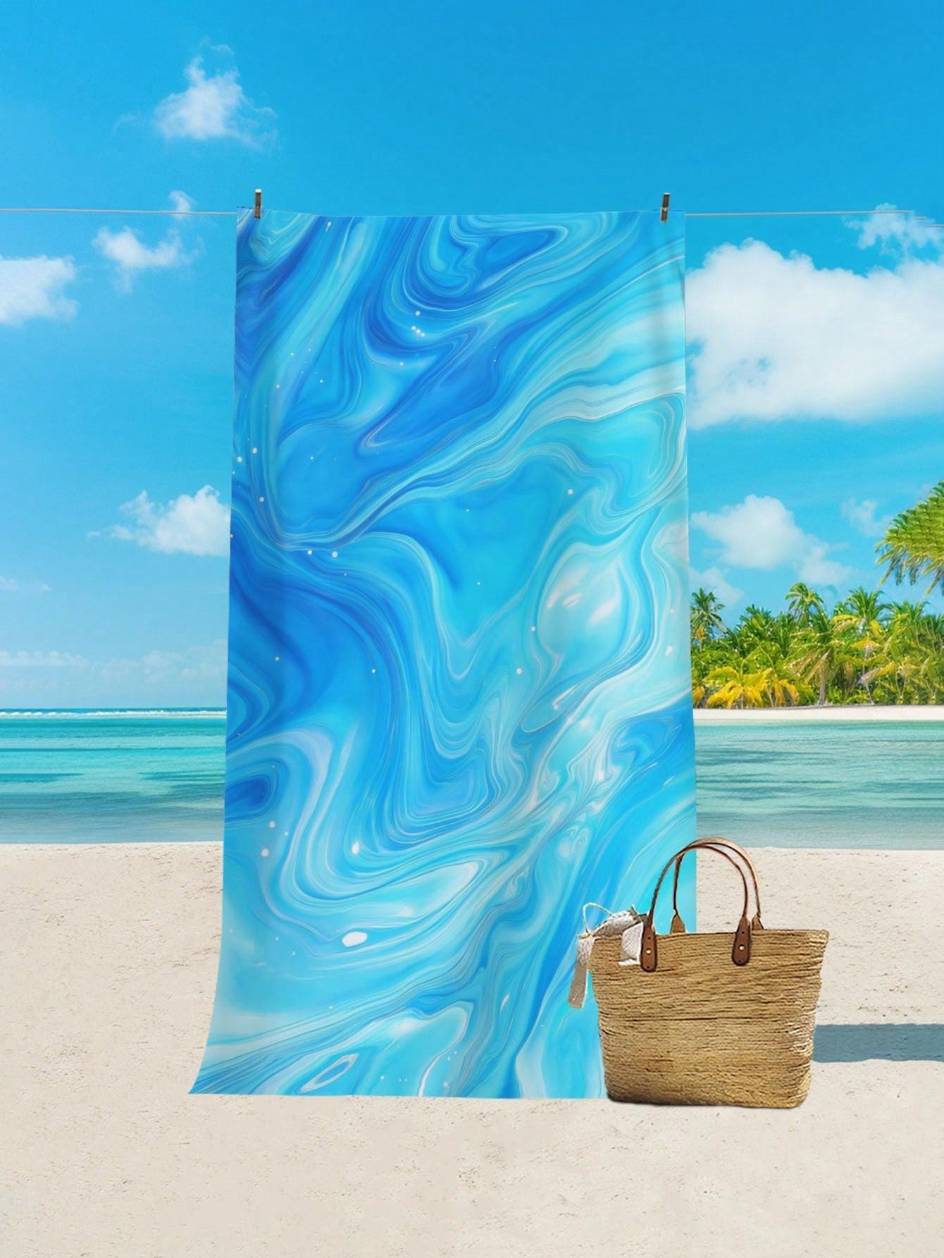 Light Blue Marble And Large Coconut Leaf Printed Beach Towel, Anti Sand High Absorbency Quick Drying Towel, Essential For Diving W40*H60(CM)
Light Blue Marble And Large Coconut Leaf Printed Beach Towel, Anti Sand High Absorbency Quick Drying Towel, Essential For Diving W40*H60(CM)