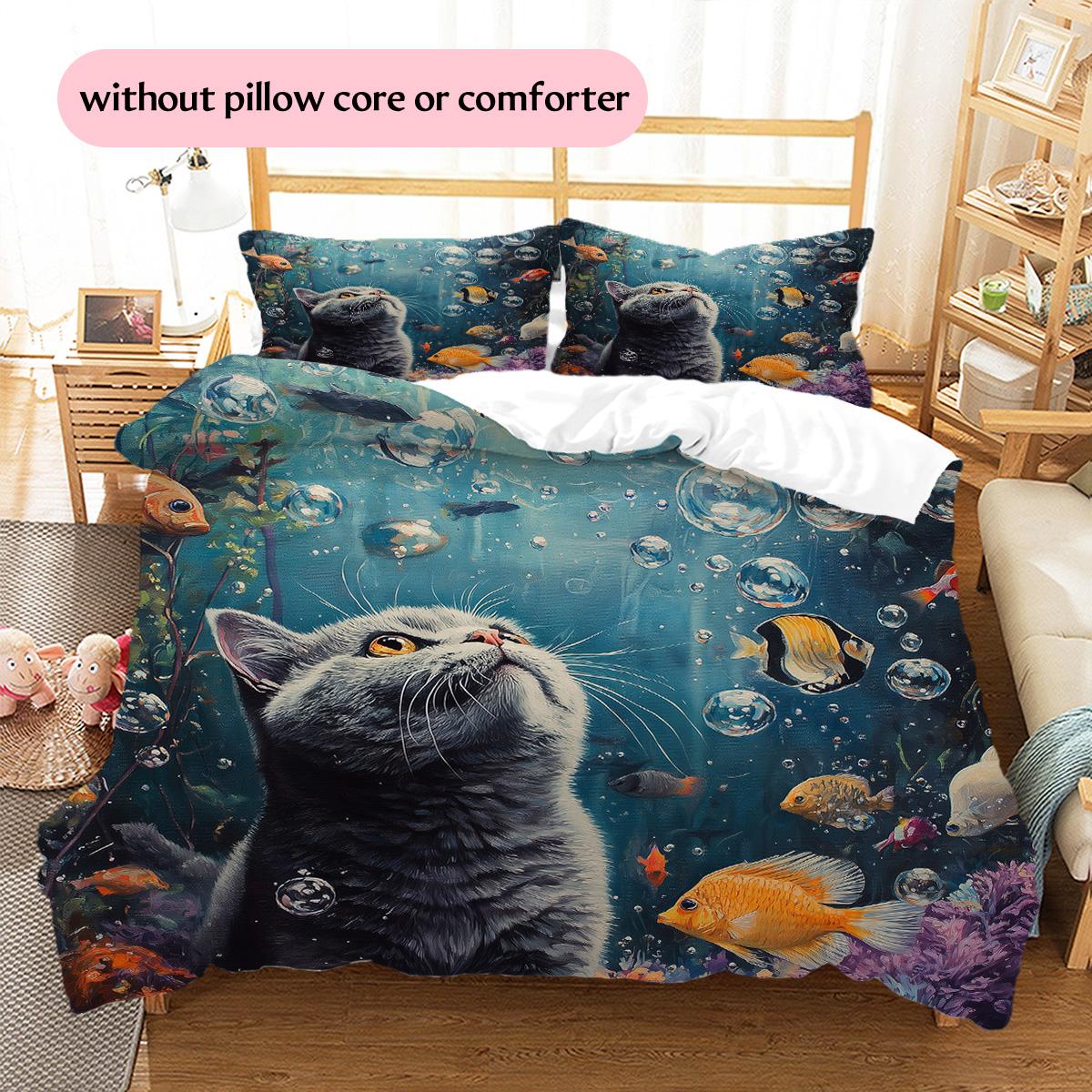 Bubble Cat Pattern Bedding Quilt Set Quilt Cover Pillowcase Home Decoration Gift (1 * duvet cover + 2 * pillowcase, without core) 135x200cm
Bubble Cat Pattern Bedding Quilt Set Quilt Cover Pillowcase Home Decoration Gift (1 * duvet cover + 2 * pillowcase, without core) 135x200cm