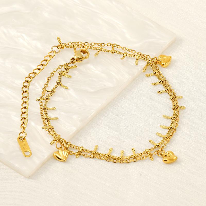 Stylish and simple high-end titanium steel double-layer anklet light luxury anklet stainless steel 18K gold pendant bracelet women
Stylish and simple high-end titanium steel double-layer anklet light luxury anklet stainless steel 18K gold pendant bracelet women