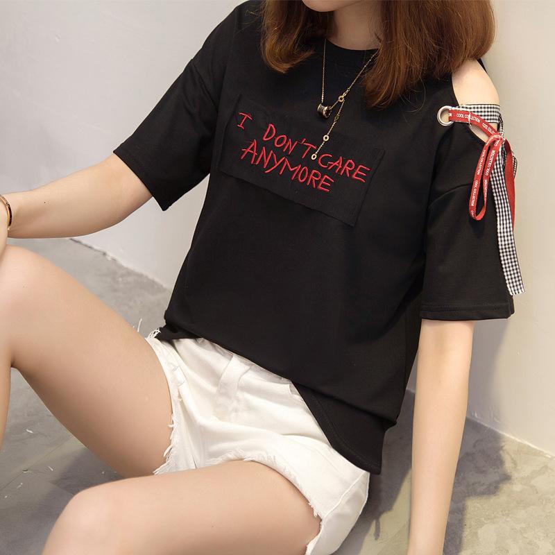 Summer Off-Shoulder Strap Alphabet Embroidered Patch Short Sleeve T-Shirt Women s Summer 2XL білий
Summer Off-Shoulder Strap Alphabet Embroidered Patch Short Sleeve T-Shirt Women s Summer 2XL білий