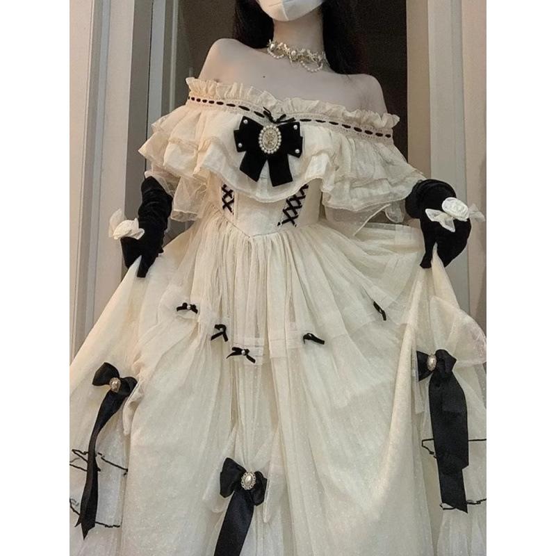 Vintage Lolita Dress Women Sweet Bow High Waist Fairy Party Dresses Summer Cosplay Costumes French Princess XXL чорний
Vintage Lolita Dress Women Sweet Bow High Waist Fairy Party Dresses Summer Cosplay Costumes French Princess XXL чорний