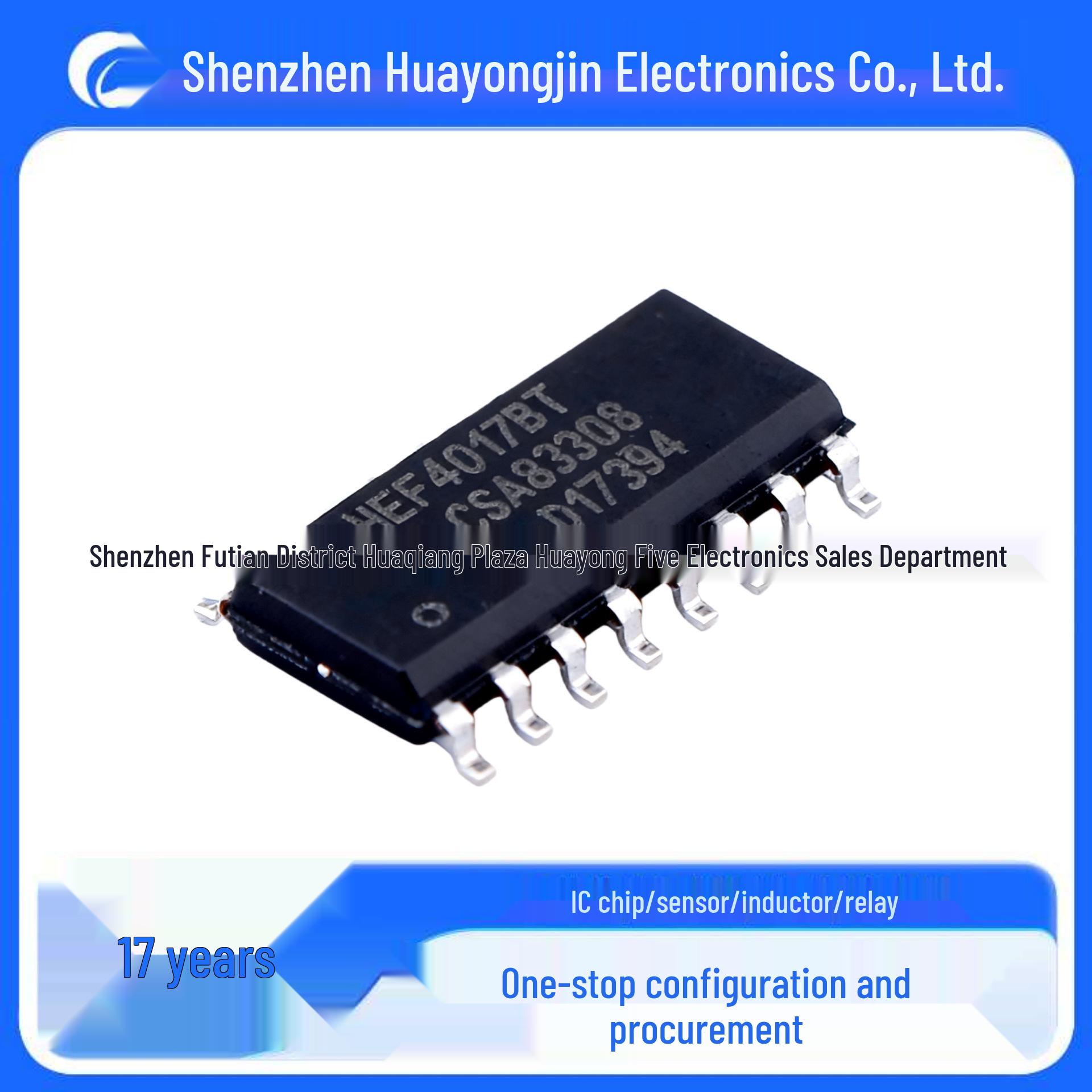 HEF4017BT SOIC-16 Original 5-Stage Johnson/Decade Counter
HEF4017BT SOIC-16 Original 5-Stage Johnson/Decade Counter