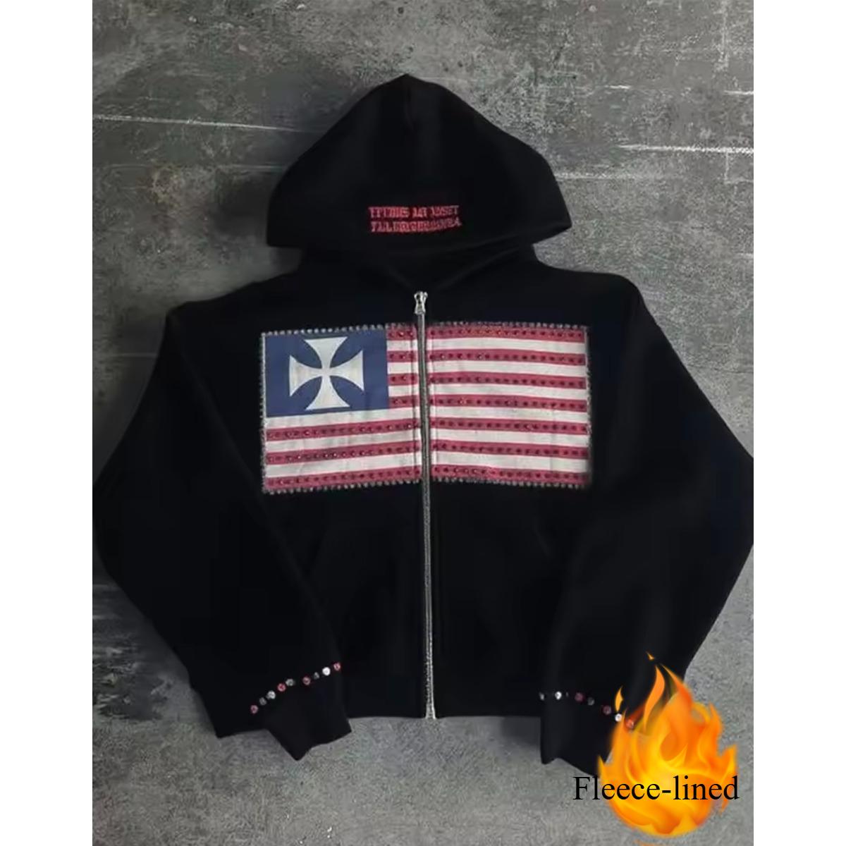 Американская мода уличная одежда готический флаг стразы вышитая молния толстовка с капюшоном Y2k сращивание большой свободный хлопковый свитшот M
Американская мода уличная одежда готический флаг стразы вышитая молния толстовка с капюшоном Y2k сращивание большой свободный хлопковый свитшот M