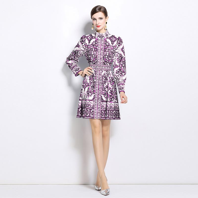 Spring Autumn Women Vintage Print Runway Dresses Stand Full Sleeve Single Breasted Mini Short Party Dress With Belt M фіолетовий
Spring Autumn Women Vintage Print Runway Dresses Stand Full Sleeve Single Breasted Mini Short Party Dress With Belt M фіолетовий