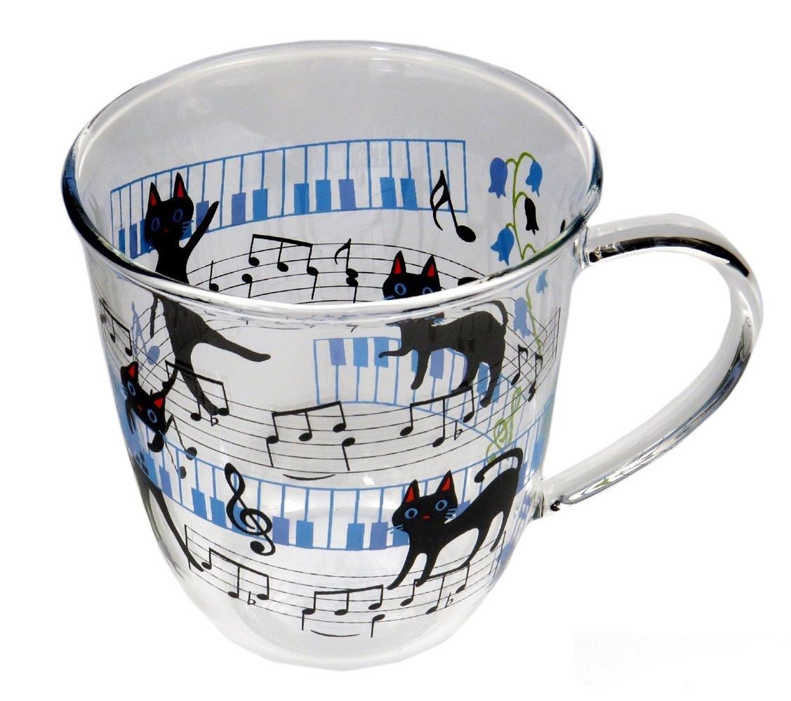 Стекло NEKO Милая кружка с музыкальной нотой в подарок для Белого Нья~го, термостойкая, прибл.. 310 мл, Дизайн, Кот, Люди, День, День рождения, NKO-1017