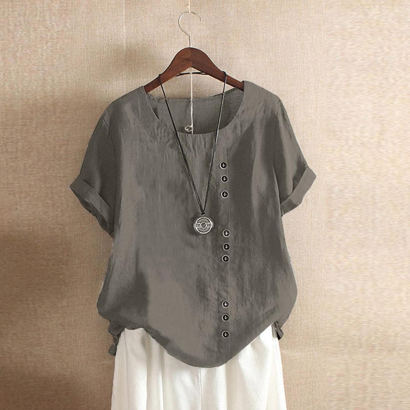 Женская модная повседневная однотонная футболка с круглым вырезом и коротким рукавом из хлопка и льна S
Женская модная повседневная однотонная футболка с круглым вырезом и коротким рукавом из хлопка и льна S