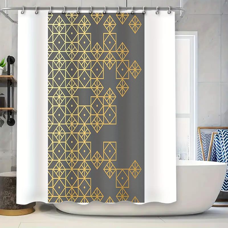 Elegant Gold Geometric Shower Curtain Modern Abstract Waterproof Bathroom Decor Luxury Patterned Backdrop Textile W60H190(CM)-1 Pcs
Elegant Gold Geometric Shower Curtain Modern Abstract Waterproof Bathroom Decor Luxury Patterned Backdrop Textile W60H190(CM)-1 Pcs