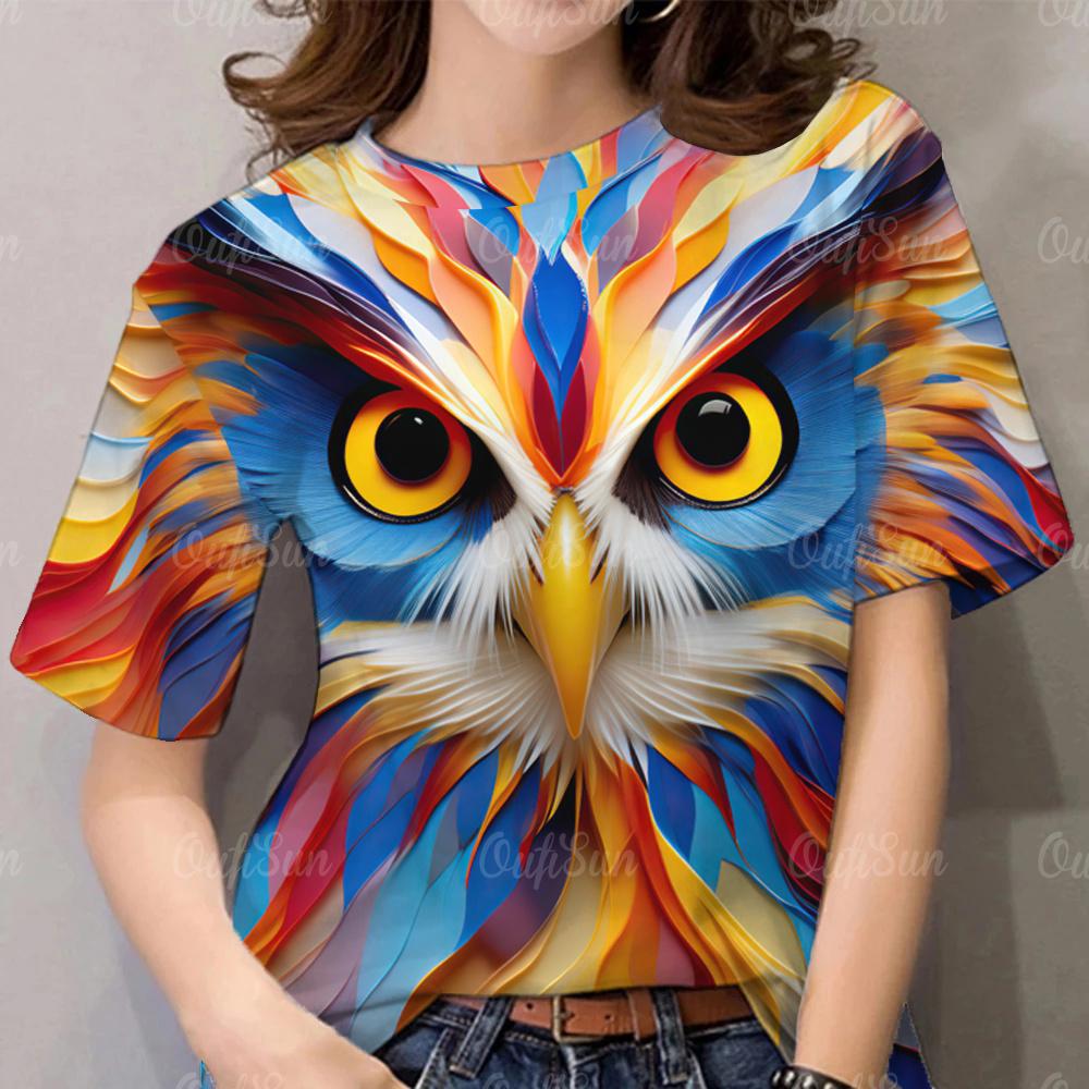 Модная повседневная женская футболка с коротким рукавом с круглым вырезом 2024, женская футболка с 3D принтом совы, женская летняя свободная футболка большого размера M
Модная повседневная женская футболка с коротким рукавом с круглым вырезом 2024, женская футболка с 3D принтом совы, женская летняя свободная футболка большого размера M