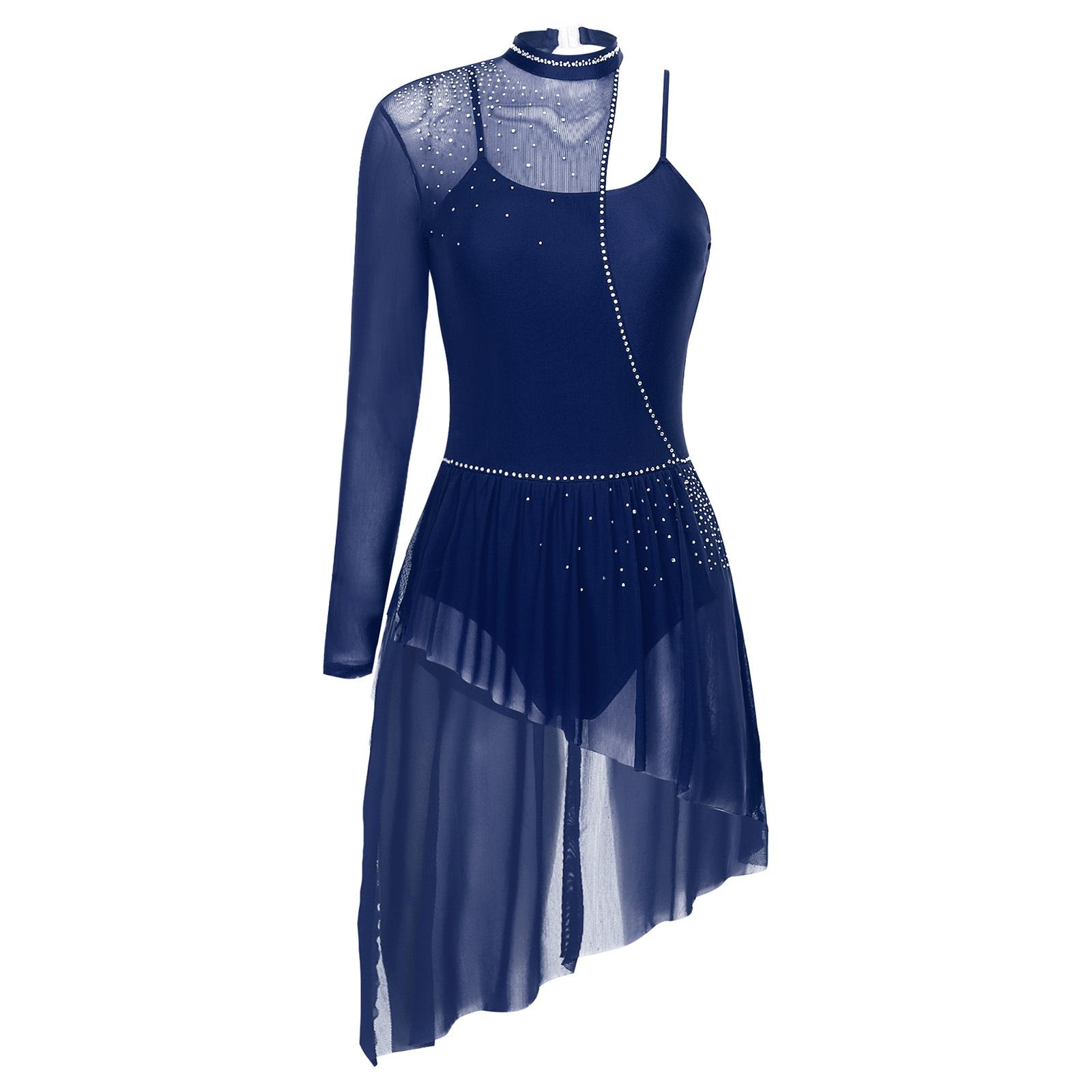 Womens Asymmetrical Lyrical Dance Dress Long Sleeve Spaghetti Straps Patchwork Irregular Hem Stage Performance Gown S темно-синього кольору
Womens Asymmetrical Lyrical Dance Dress Long Sleeve Spaghetti Straps Patchwork Irregular Hem Stage Performance Gown S темно-синього кольору