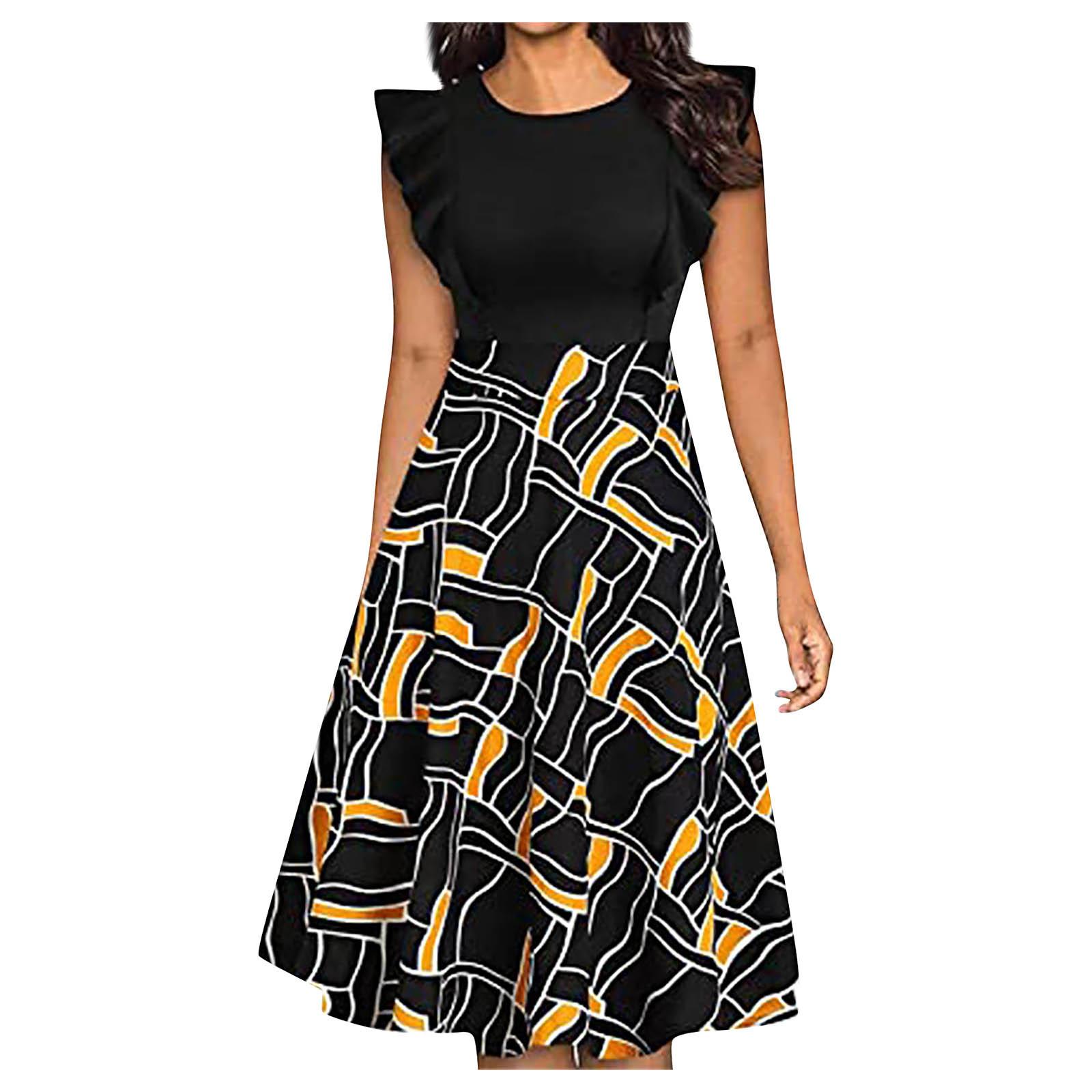 Summer Ladies Round Neck Pleated Short Sleeve Slim Mid Waist Printed Retro Dress XL жёлтый
Summer Ladies Round Neck Pleated Short Sleeve Slim Mid Waist Printed Retro Dress XL жёлтый