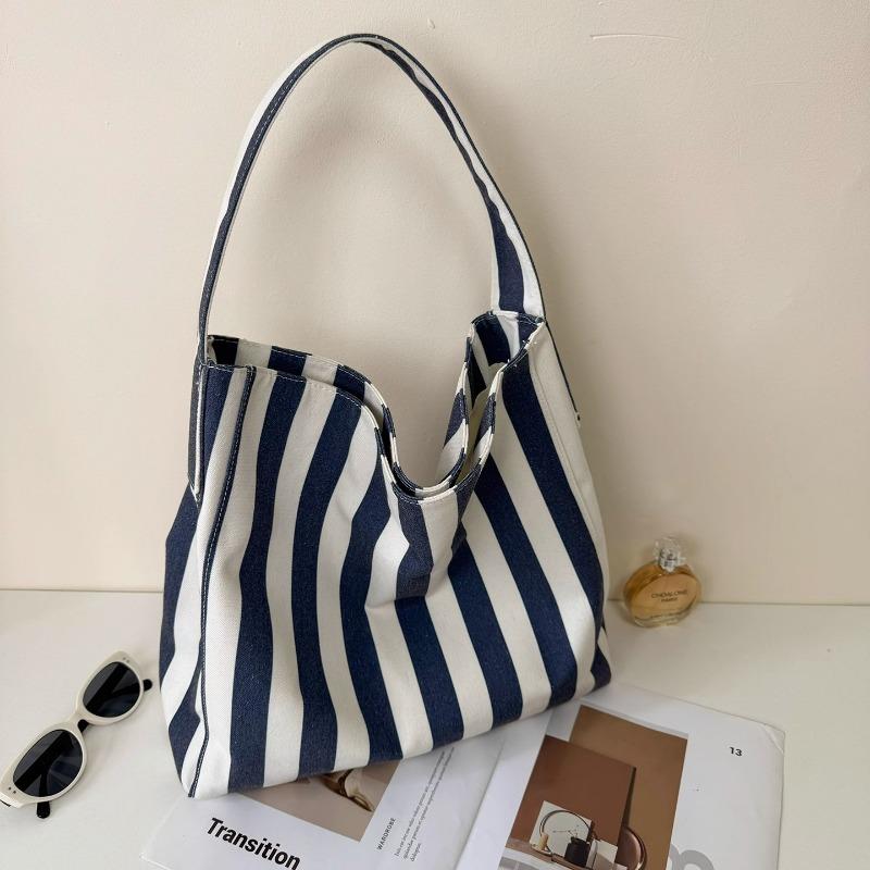 Ленивый стиль Поддельная сумка-тоут Полосатая сумка для компьютера Большая сумка для поездок на работу Одноплечевая сумка синий